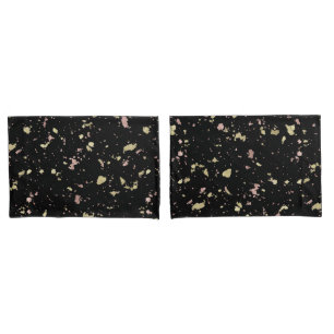 Housse D'oreillers Matte Gold et Rose Gold Flakes Noir