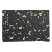 Housse D'oreillers Matte Gold et Rose Gold Flakes Noir (devant-Droit)