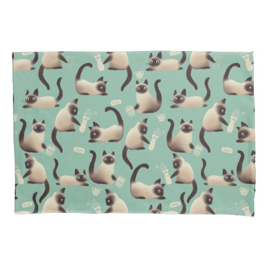 Housse D'oreillers Mauvais chats siamois frapper des trucs (devant)