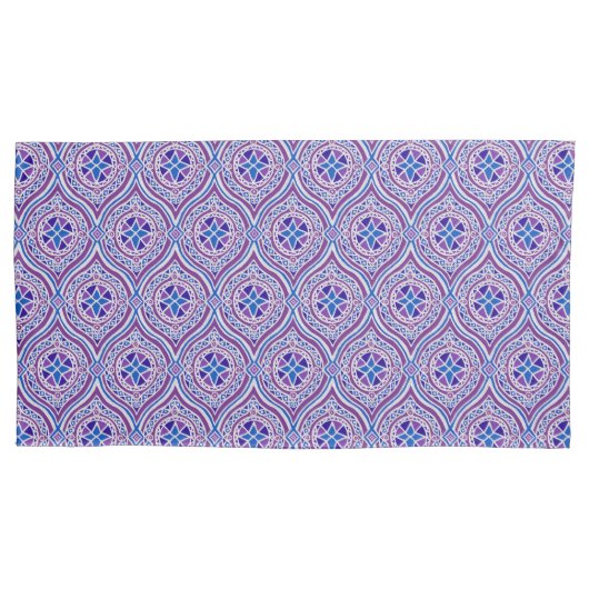 Housse D'oreillers Mauve, Bleu, Blanc Motif traditionnel oignon (devant-gauche)