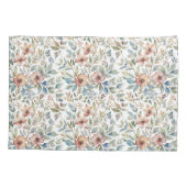 Housse D'oreillers Mauve douce et Turquoise flore botanique (Dos)