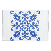 Housse D'oreillers Médaillon rond central en carreau bleu portugais (Dos-gauche)