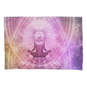 Housse D'oreillers Méditation Art Abstrait Rose Violet Violet Or Fl