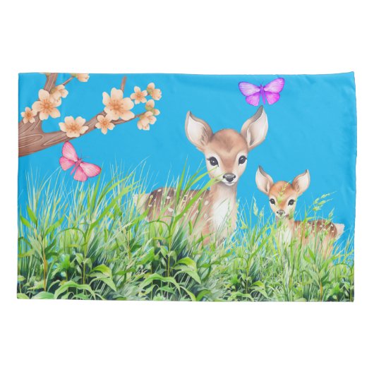 Housse D'oreillers Mère et bébé cerf (Dos)