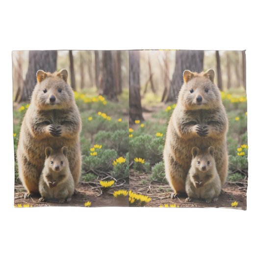 Housse D'oreillers Mère Et Bébé Quokka, (devant)