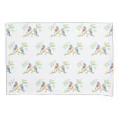 Housse D'oreillers Merles Bleus Blanc (devant)