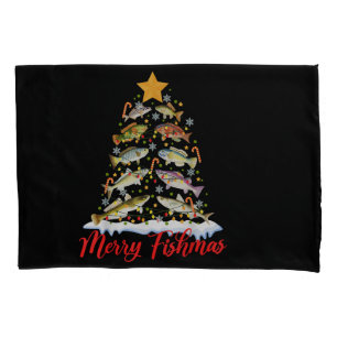 Housse D'oreillers Merry Fishmas Funky Christmas Tree Lights Fish Fis