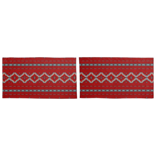 Housse D'oreillers Mésas Sud-Ouest Rouge & Turquoise (Dos-Set)