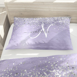 Housse D'oreillers Métal brossé violet Parties scintillant d'argent N