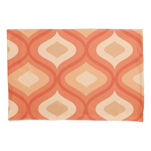 Housse D'oreillers Mi-siècle moderne orange et beige (devant)
