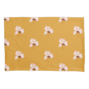 Housse D'oreillers Mi-siècle Vintage automne Ocre Floral Feuilles
