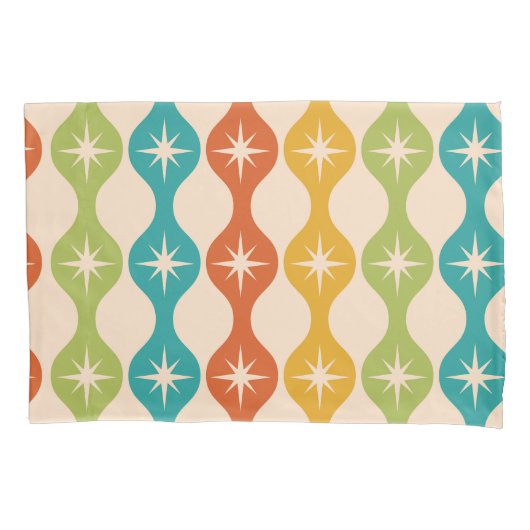 Housse D'oreillers Mid Century Retro Starbursts on ogee pattern     (devant)