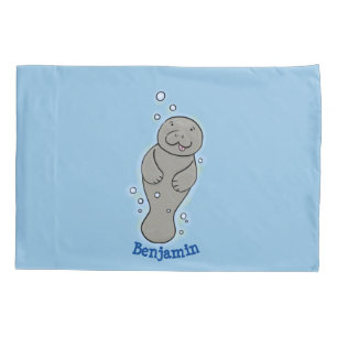 Housse D'oreillers Mignonne manatée bébé avec bulles illustration