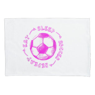 Housse D'oreillers Mignonnes Filles Mangent Sleep Soccer Répéter - Jo