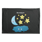 Housse D'oreillers Mignons étoiles chantant, lune et bande dessinée d (Dos)