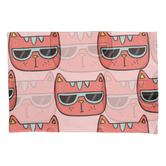 Housse D'oreillers Mignons visages de chat, motif sans soudure.