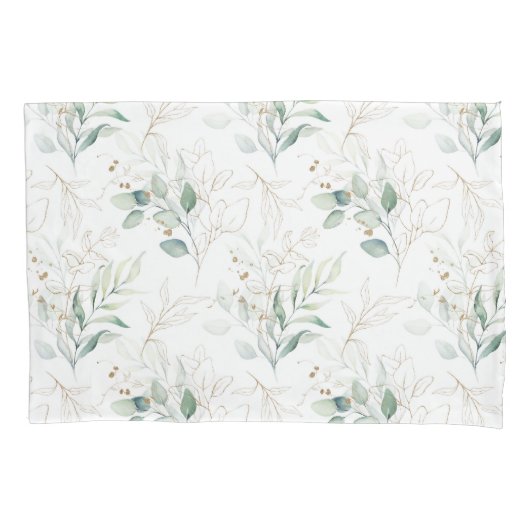 Housse D'oreillers Mint Green Pastel Floral Greenery Motif (devant)