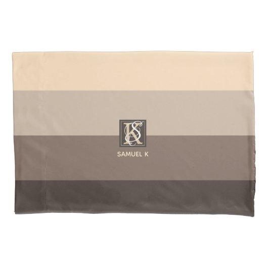 Housse D'oreillers Mocha Latte Color palette Stripes monogram (devant)