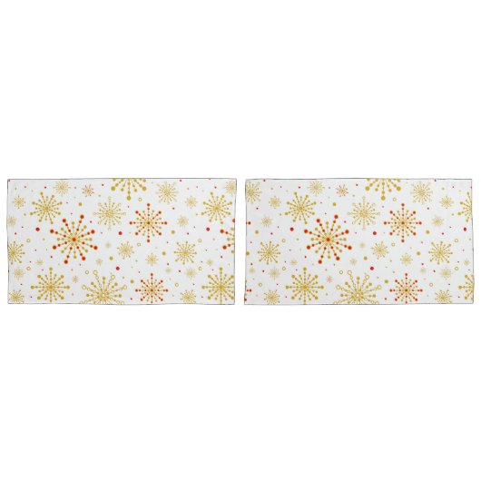 Housse D'oreillers Mod rouge et or rétro atomique du milieu du siècle (devant-Set)