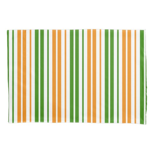 Housse D'oreillers Modèle de rayures verticales orange vert blanc (devant)