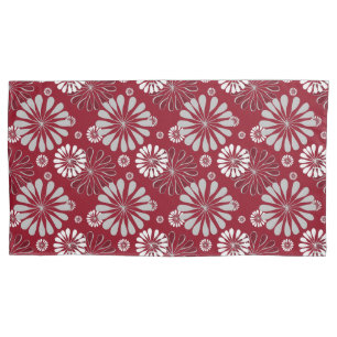 Housse D'oreillers Modèle floral bordeaux et gris