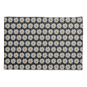 Housse D'oreillers Modèle floral dahlia blanc sur noir (Dos-gauche)