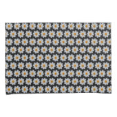 Housse D'oreillers Modèle floral dahlia blanc sur noir (devant-Droit)