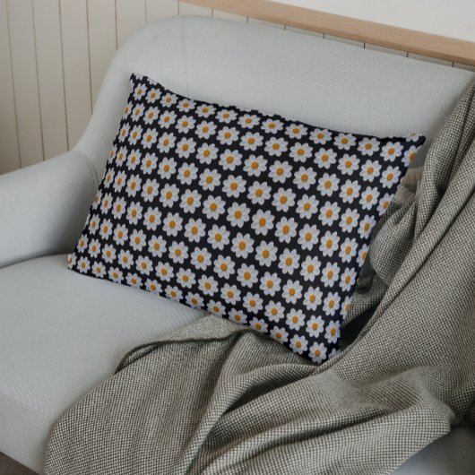 Housse D'oreillers Modèle floral dahlia blanc sur noir