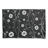 Housse D'oreillers Modèle floral délicat noir et blanc (devant)
