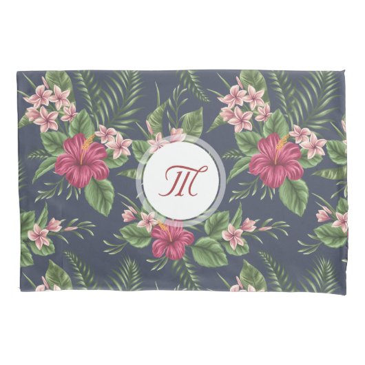 Housse D'oreillers Modèle floral Hibiscus Monogramme Coussin Coque (devant)