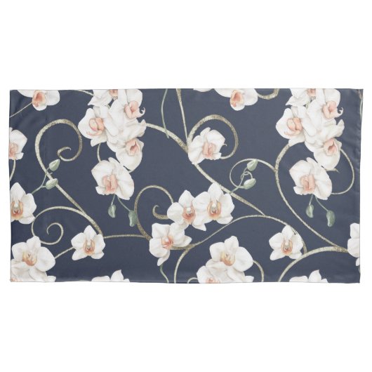 Housse D'oreillers Modèle floral orchidée blanche (devant-gauche)
