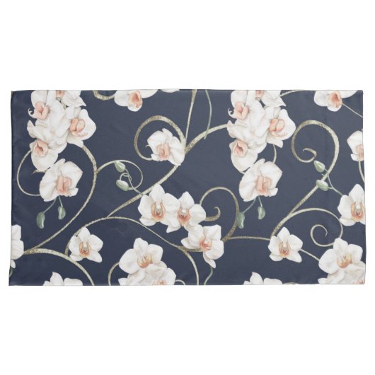 Housse D'oreillers Modèle floral orchidée blanche (devant-Droit)