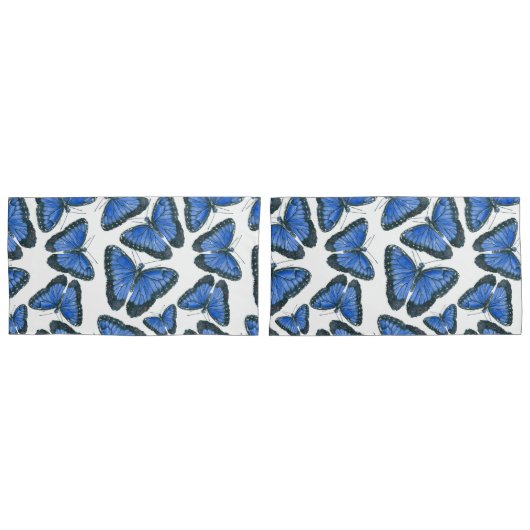 Housse D'oreillers Modèle motif de papillon bleu morpho (devant-Set)