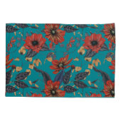 Housse D'oreillers Modèle turquoise et rouge (Dos)