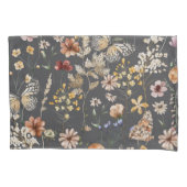 Housse D'oreillers Modern Charcoal Gray Boho Wildflowers (devant)