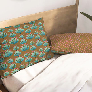Housse D'oreillers Modern Floral Pattern in Brown and Turquoise