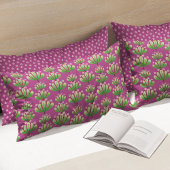 Housse D'oreillers Modern Floral Pattern in Plum and Green