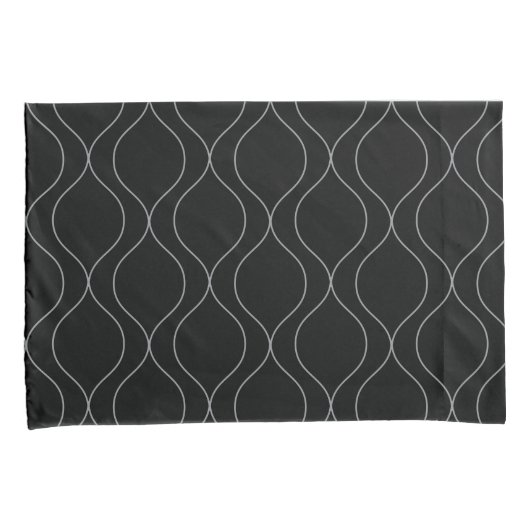 Housse D'oreillers Modern Ogee Curves Pattern Grey Black white (devant-Droit)