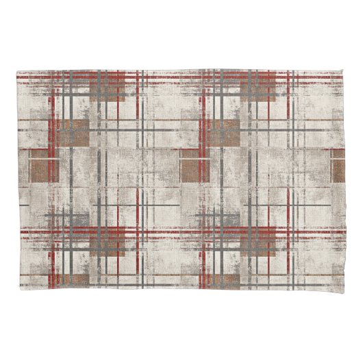 Housse D'oreillers Modern rustic red plaid (devant)