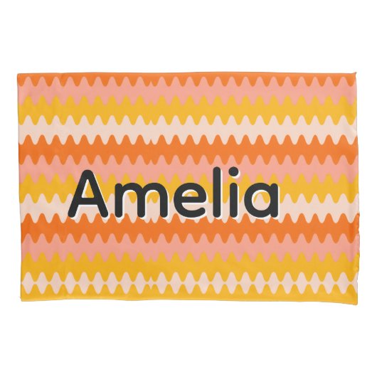Housse D'oreillers Modern Yellow, Orange & White Zig Zag Pattern (devant)