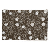 Housse D'oreillers Moderne feuille de fleurs blanches Mocha Brown (Dos-gauche)