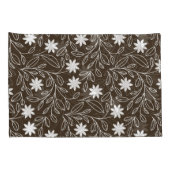 Housse D'oreillers Moderne feuille de fleurs blanches Mocha Brown (Dos-Droit)