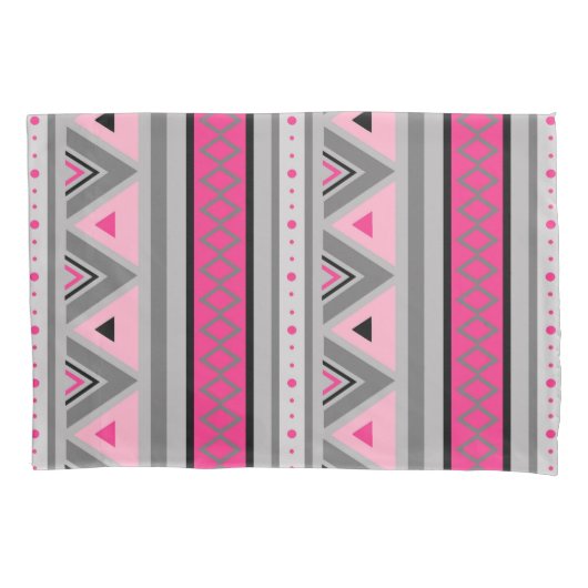 Housse D'oreillers Moderne Sud-Ouest Géométrique, rose et gris (devant)