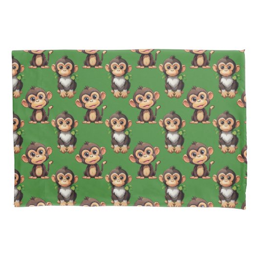 Housse D'oreillers Monkey Pattern Design Green  (devant)