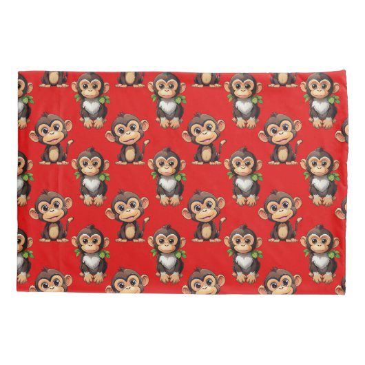 Housse D'oreillers Monkey Pattern Design Red (Dos)
