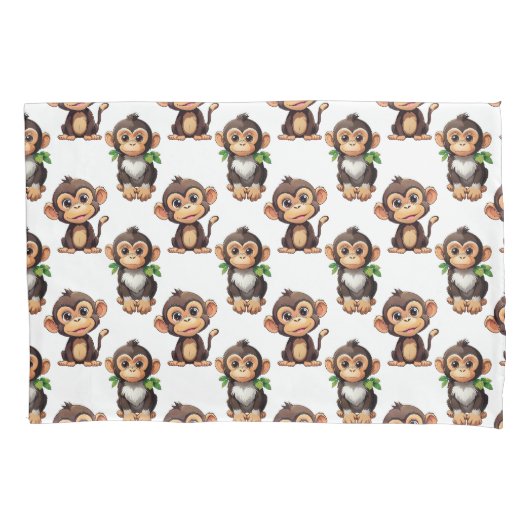 Housse D'oreillers Monkey Pattern Design White  (devant)