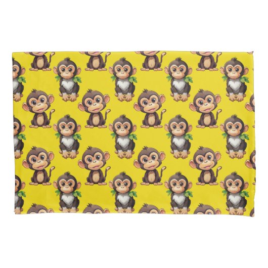Housse D'oreillers Monkey Pattern Design Yellow  (devant)
