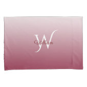 Housse D'oreillers Monogram Burgundy Ombre Gradient Mariage Couple (devant-Droit)