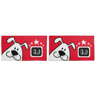 Housse D'oreillers Monogram mignon Doodle Chien avec étoiles