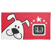 Housse D'oreillers Monogram mignon Doodle Chien avec étoiles (devant-gauche)
